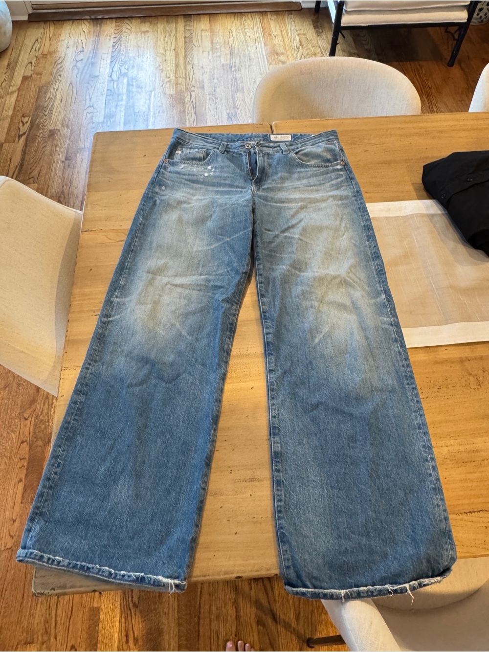 AG Wide-Leg Blue Denim Jeans
